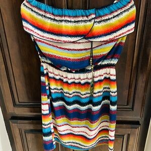Papaya Off-the-Shoulder
Rainbow Stripe Dress |
Boho Festival Summer Mini